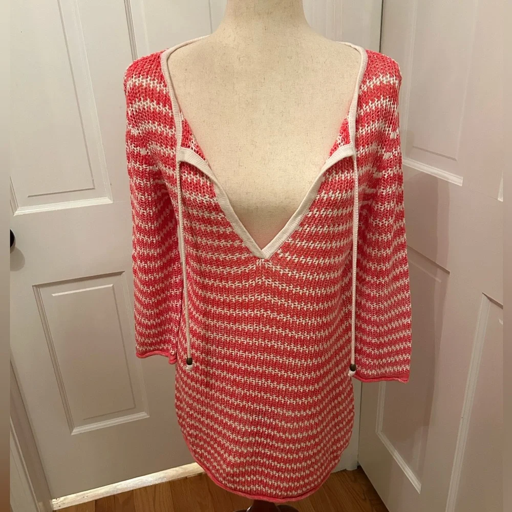 TOMMY BAHAMA‎ Star Island Too Swim Cover Up Tunic Linen Blend Paradise Pink M